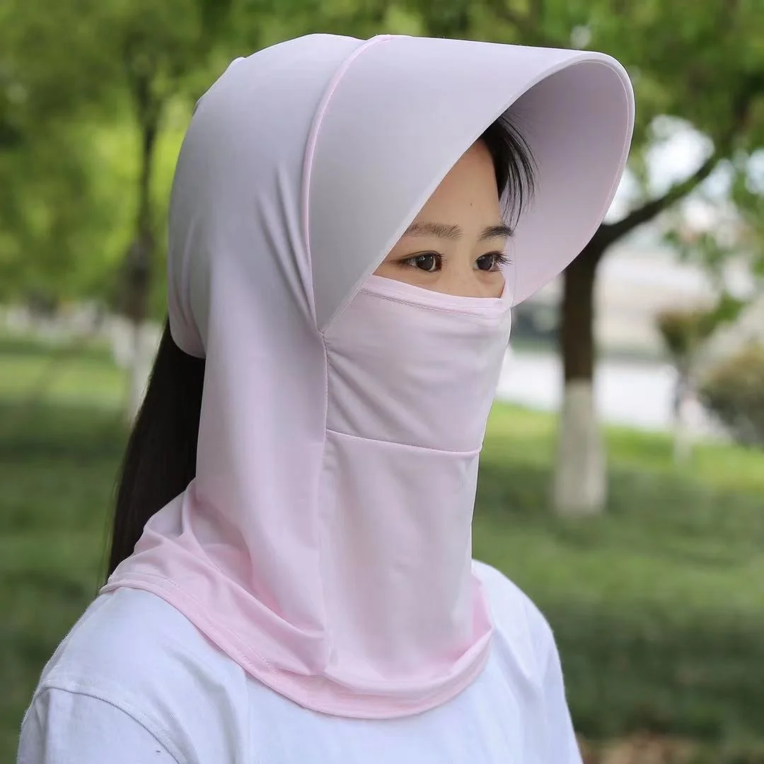 

Hat female summer sunscreen cover face cycling outdoor folding beach sun hat cornice sunshade hat UV protection