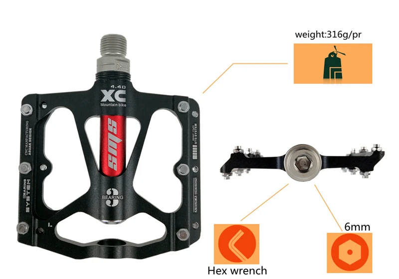 

Bicycle Pedal Aluminum Alloy Mountain Bike Pedal MTB Road Cycling Sealed 3 Bearings Pedals for BMX Ultra-Light Bicycle Parts