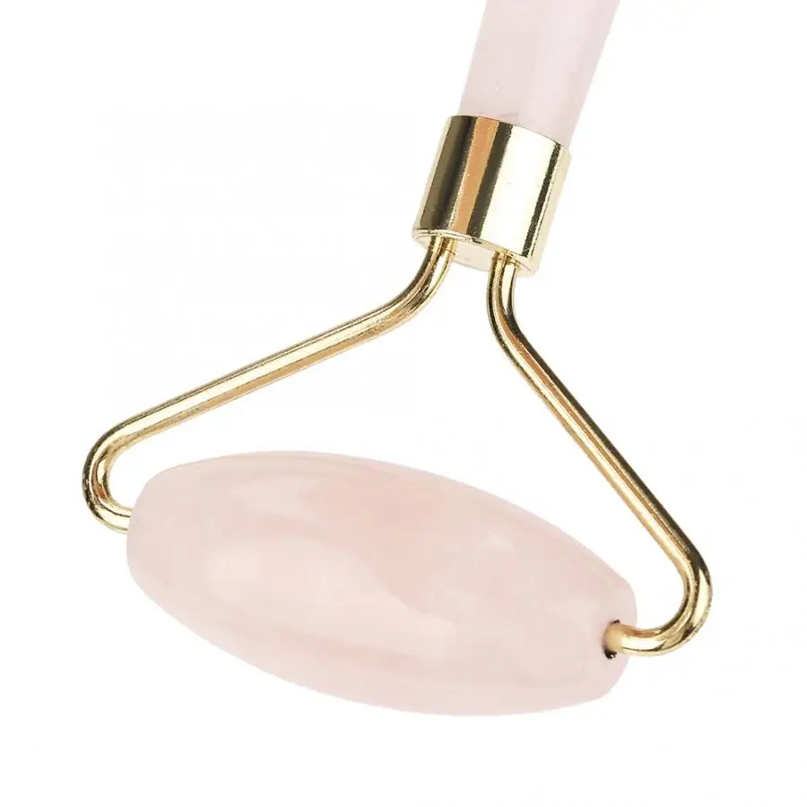 Натуральный каменный ролик с двойной головкой розового кварца розовым