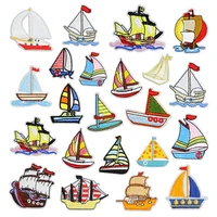 36pcspack boat patches iron on sew embroidered badge applique for childrens clothing hat jacket decoration crafts sticker