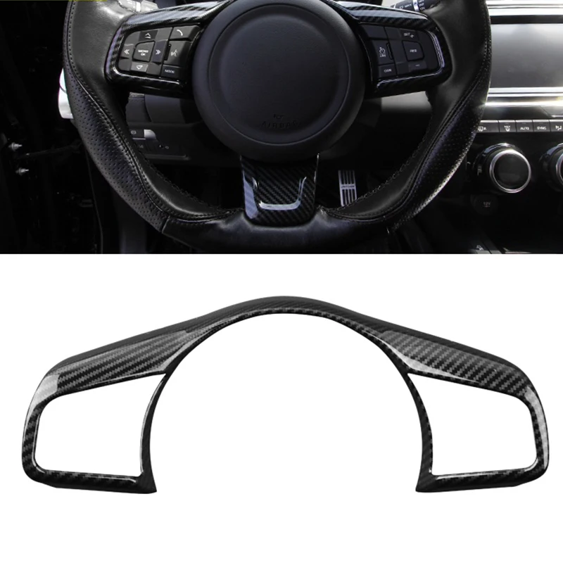 For Jaguar XE XF F-Pace f pace F-TYPE 2016 2017 2018 Steering Wheel Frame Trim Cover Carbon /Chrome Style Car Accessories 1pcs