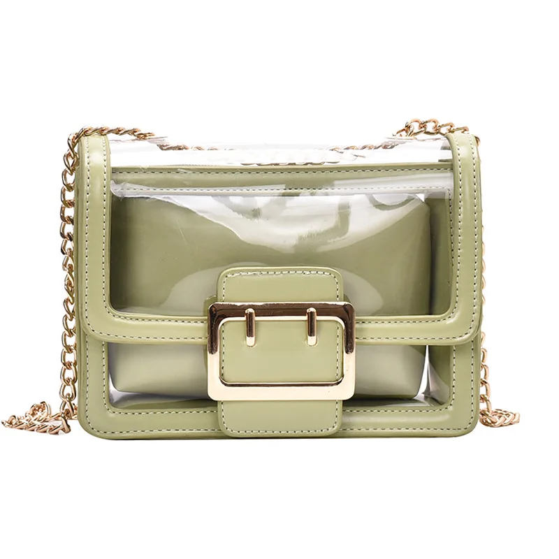 

Transparent small bag popular new fashion net red messenger bag Joker ladies chain small square bag