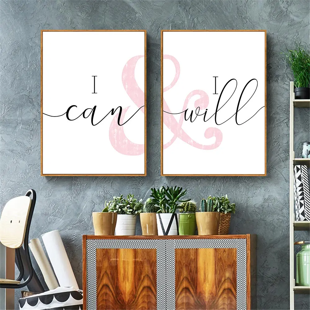 Картина на холсте настенный плакат и принты мотивационные слова розовый гифен