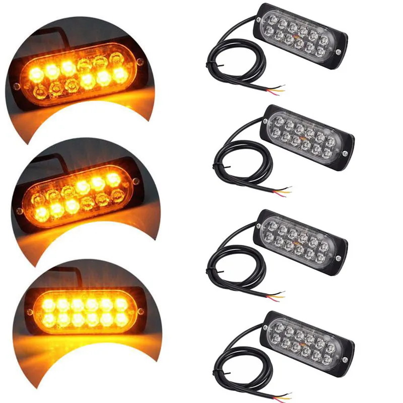 4PCS Truck Car Emergency Beacon Auto Warning Hazard Flash Strobe Light Bar 12 LED Vehicle Signal Foglight Accessories | Автомобили и