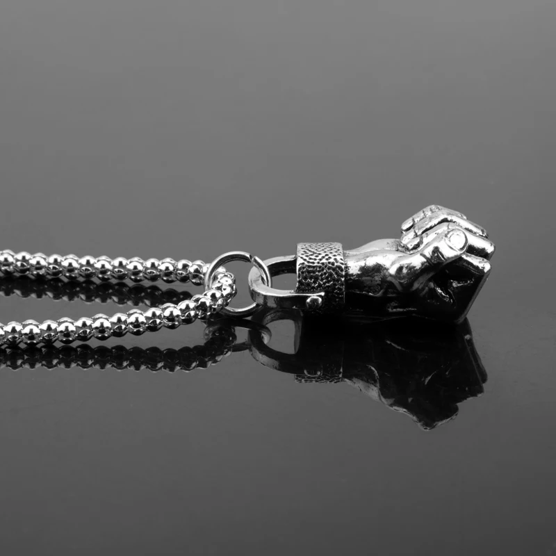 Модное ожерелье в стиле хип-хоп рок с большим кулоном виде кулака мощное мужское