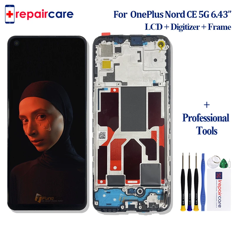 

6,43 "Оригинальный ЖК-дисплей для OnePlus Nord CE 5G, ЖК-дисплей с дигитайзером для OnePlus Nord CE 5G, ЖК-дисплей с рамкой EB2101