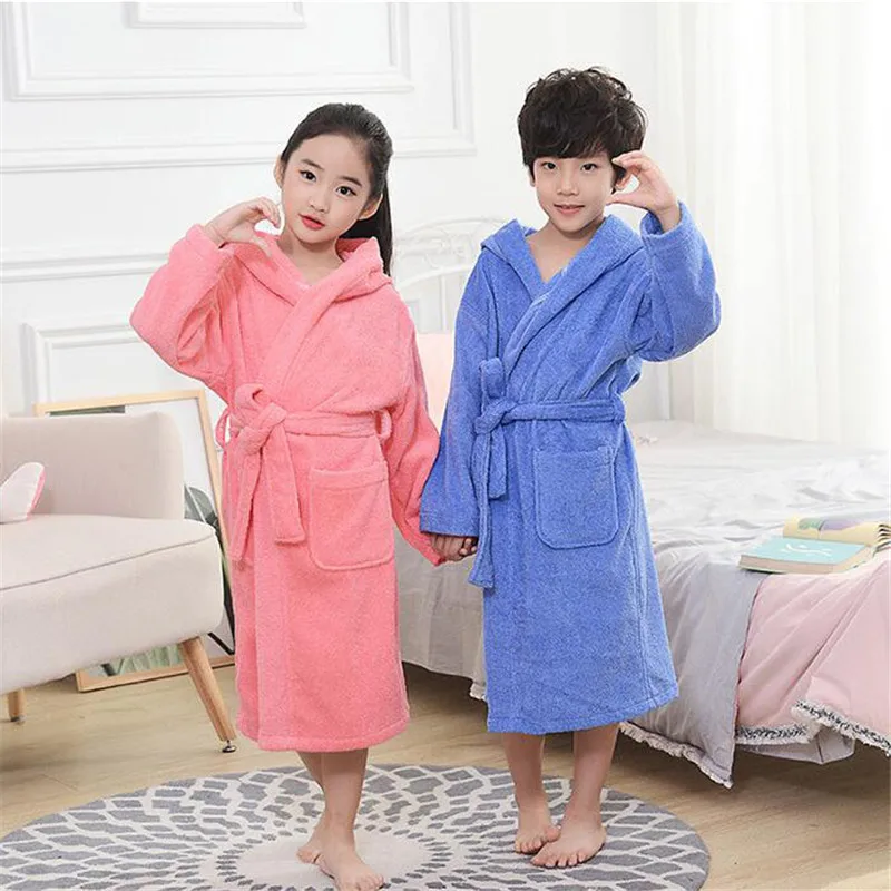 

38 Design Cotton Kids Hooded Bathrobe For Girl Sleepwear Robe Boy Cotton Terry Bathrobe Baby Pajamas Bath Robe Children Bathrobe