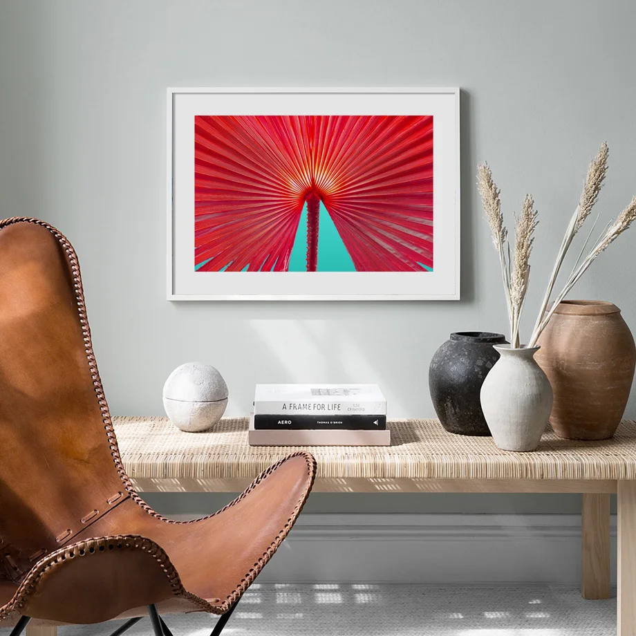 Постеры и принты в скандинавском стиле с изображением красных банановых листьев