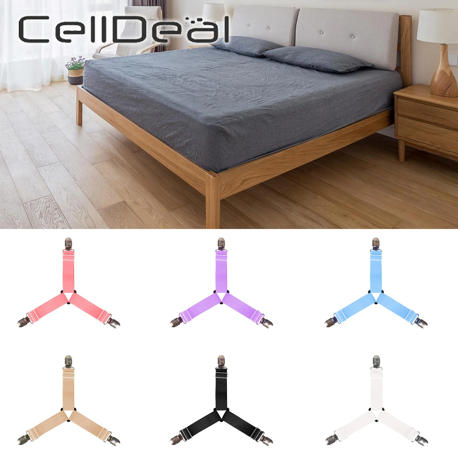 

4Pcs Elastic Bed Sheet Grippers Belt Fixing Clips Fastener Bed Sheet Clips Mattress Cover Blankets Holder Home Textiles Gadgets