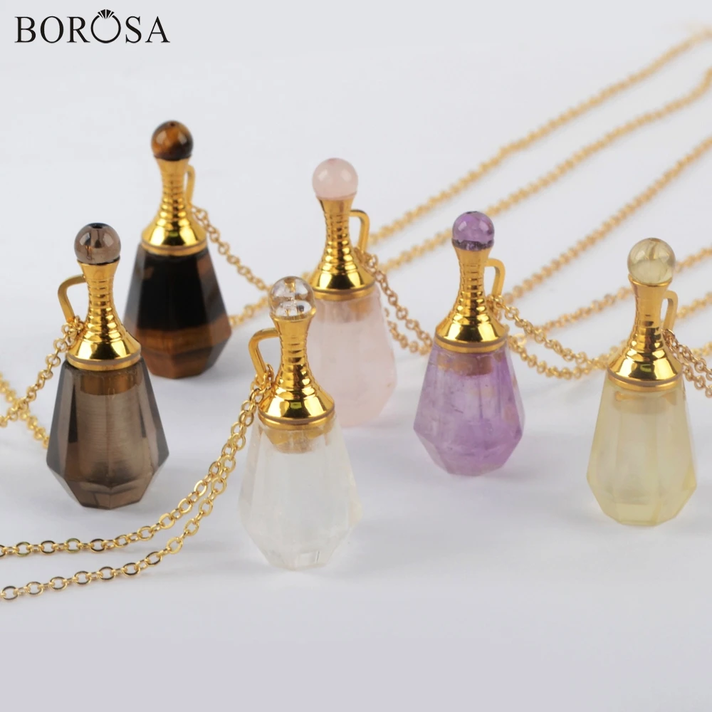 BOROSA 3 шт. 26-дюймовый флакон для духов ожерелье золотые натуральные драгоценные