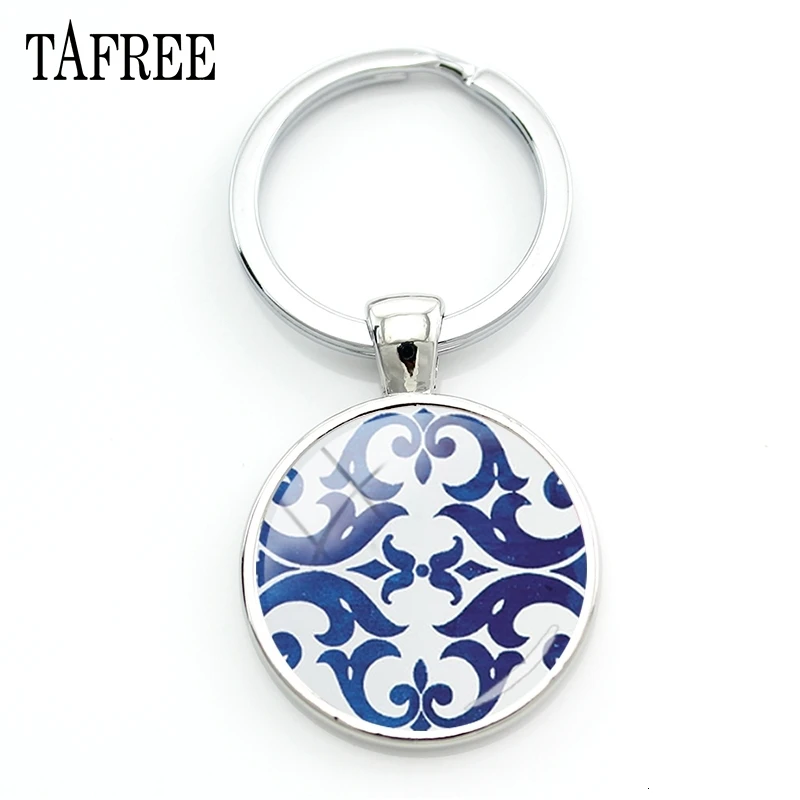 TAFREE Azulejo португальский Графический брелок геометрический португальский брелок Винтажный Классический персонализированный автомобильный брелок ключевые ювелирные изделия AP23