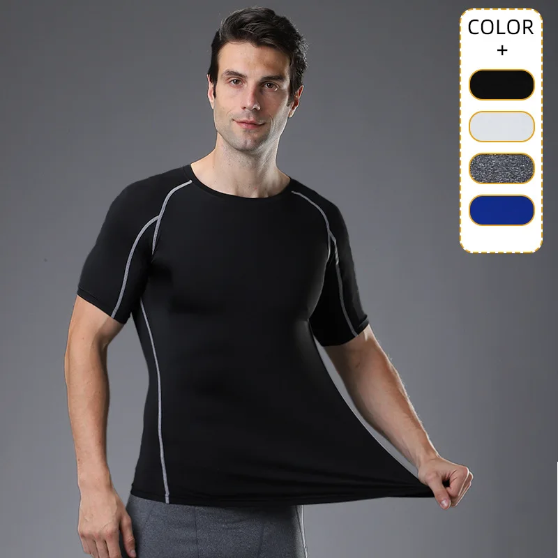 

2021New Men T-Shirt Gym Fitness Sweatshirt Compression Tight T Shirt For Men's Jogging Training Running Short-Sleeved Shirt Top