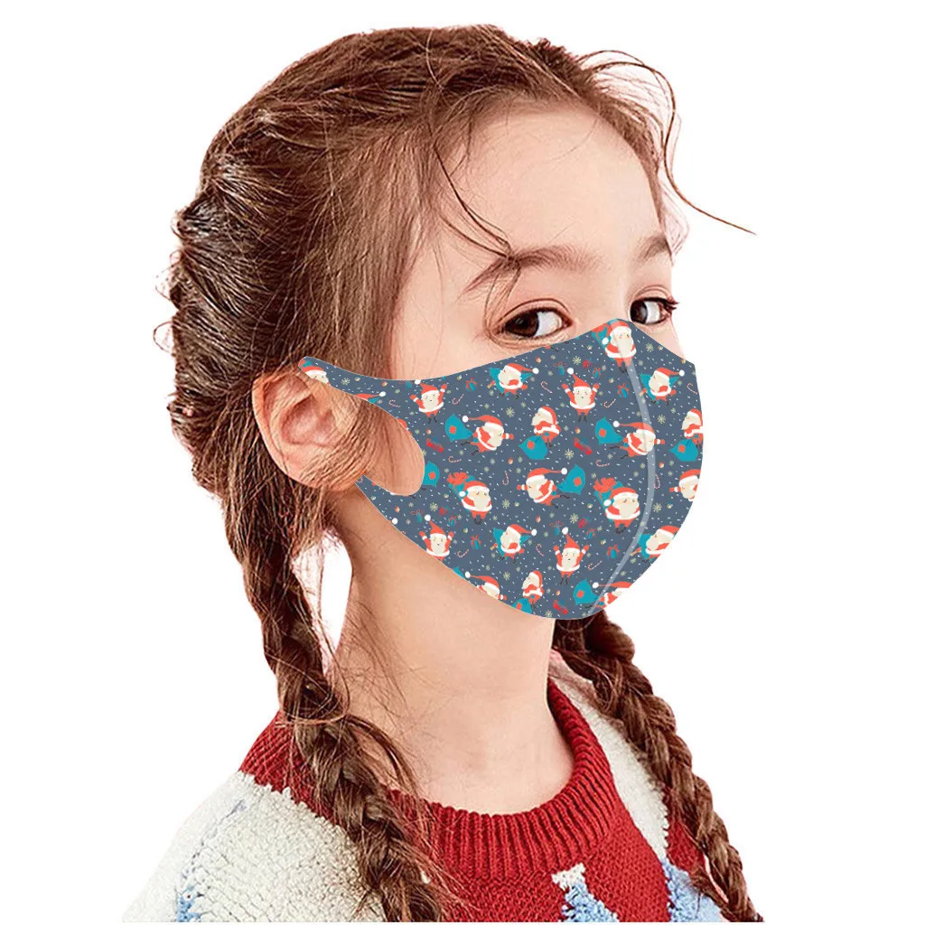 

5pc Children Christmas Mouth Mask Cotton Fabric Face Shield Windproof Dustproof Mouth Face Masks Soft Mask Cloth Mondkapjes