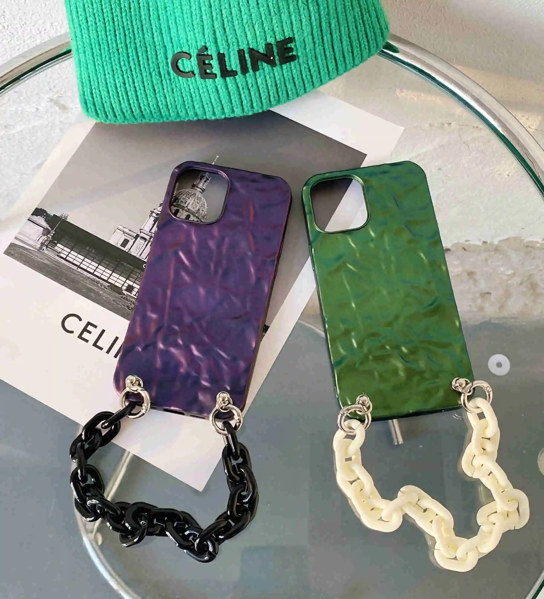 

Korea Luxury plating Tin Foil Acrylic Bracelet soft case for iphone 12 Pro Max MiNi 11 Pro Max XR X XS Max 7 8 plus Matte cover