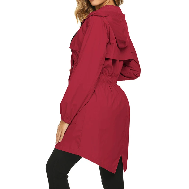Sfit женский плащ легкий с капюшоном Длинная ветровка для улицы дышащий дождевик