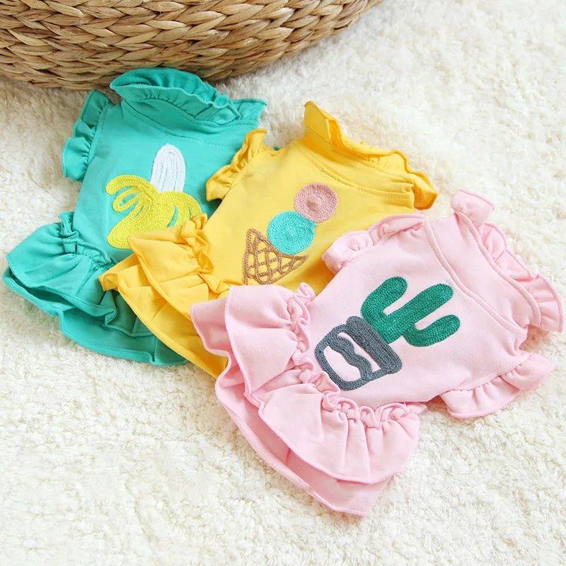 Платье для собаки с вышивкой кактуса платье питомца маленьких средних собак