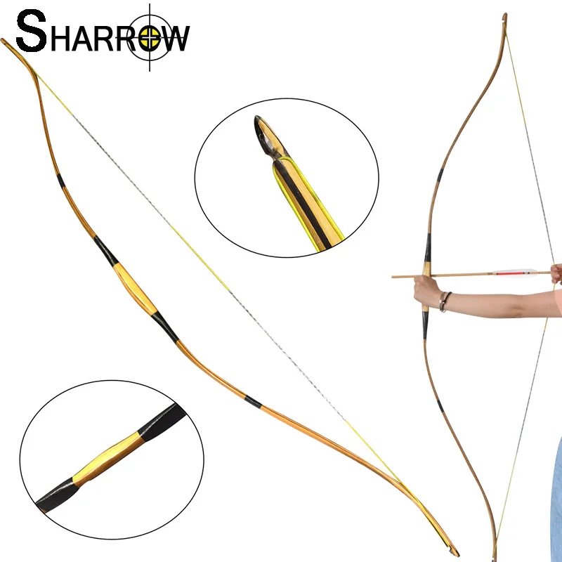 

1pc 20-40lbs Archery Bamboo Wood Longbow Traditional Bow Length 167.2cm Horn Tendon Outdoor Shooting Hunting Accessories