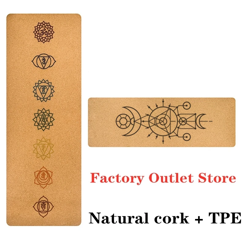 Коврик для йоги 5 мм из ТПЭ пробковый коврик нескользящий поглощения пота