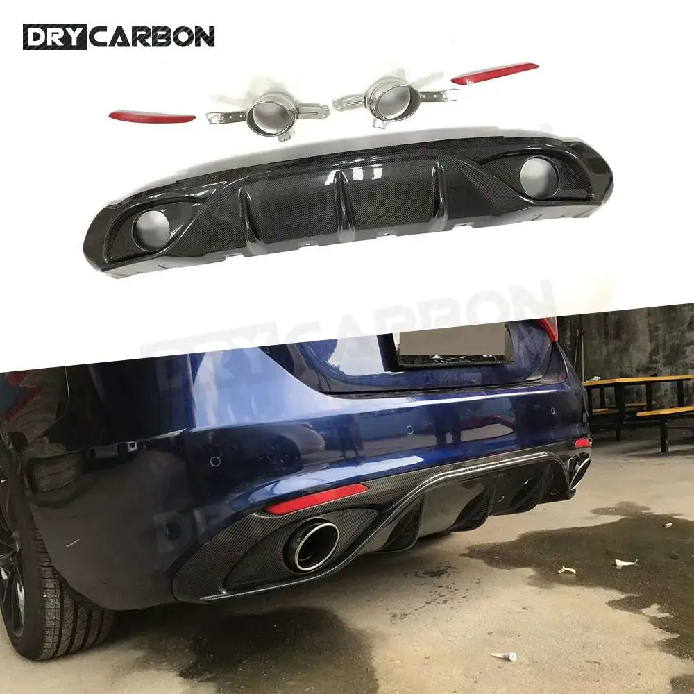 

Carbon Fiber Rear Lip Diffuser Spoiler with Exhaust Tips for Alfa Romeo Giulia Sport 2016-2018 Style Rear Diffuser