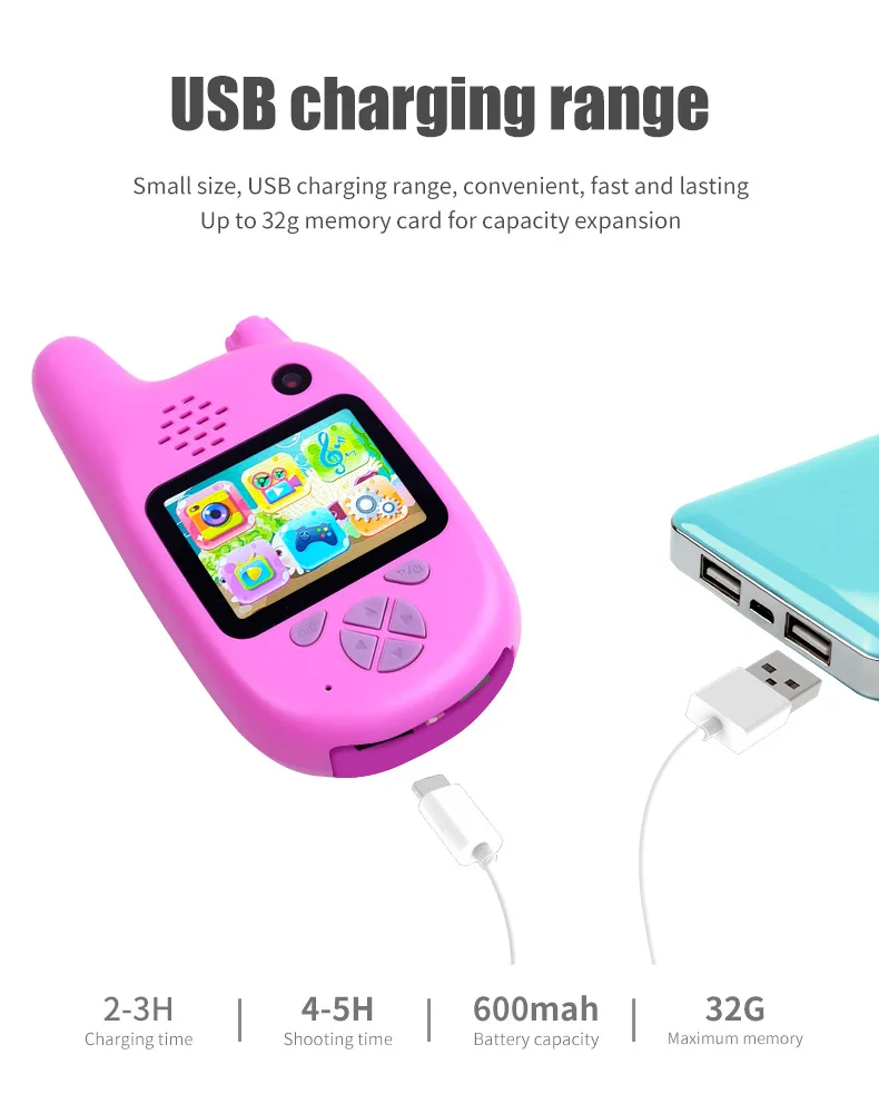 Новая Детская цифровая камера сфотографирует видео HD 2000W Pixel 720P Передняя и задняя
