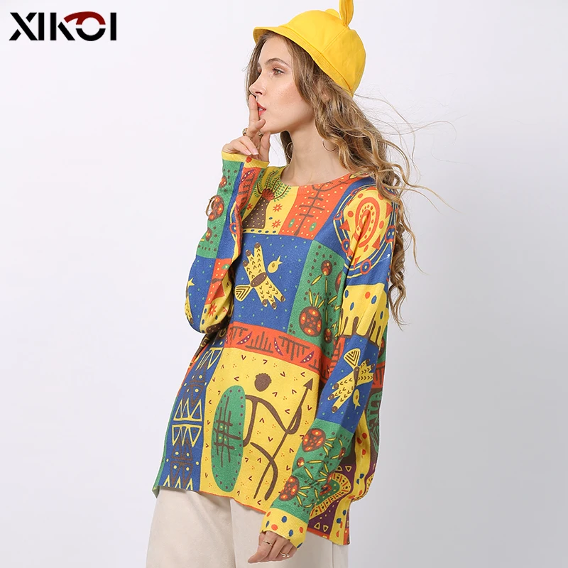 Женский трикотажный пуловер с длинным рукавом и круглым вырезом | Женская одежда