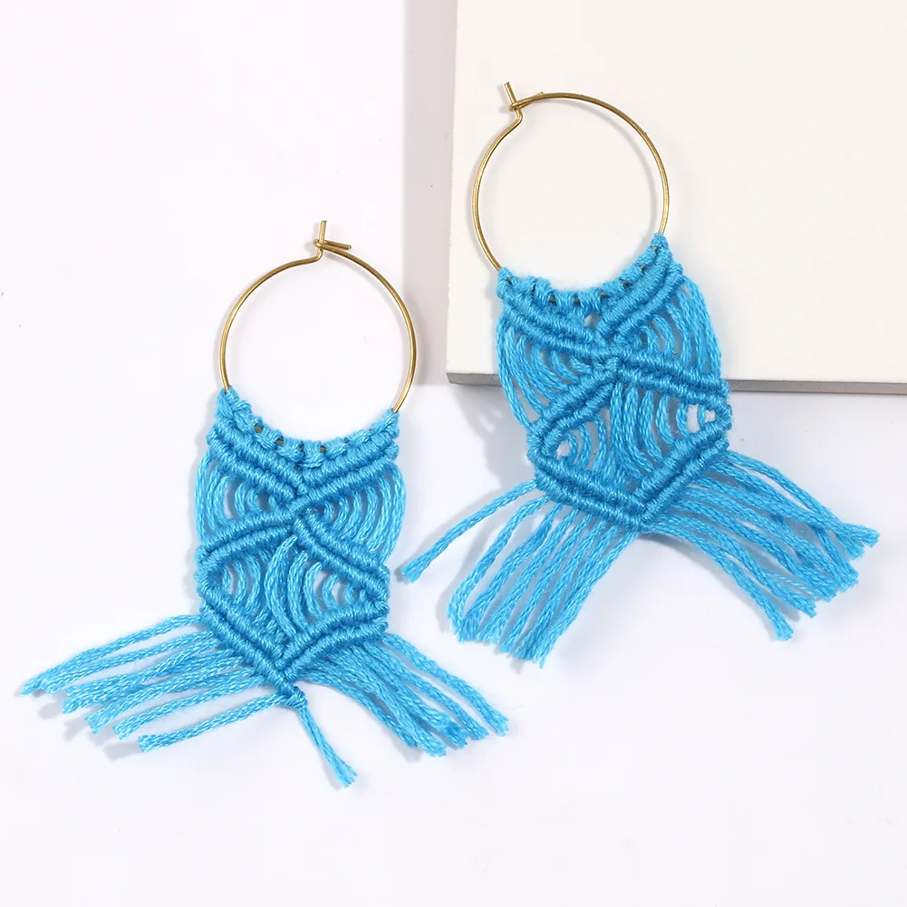 Cpop новые серьги в стиле бохо Этнические Ручной Работы Макраме модные с