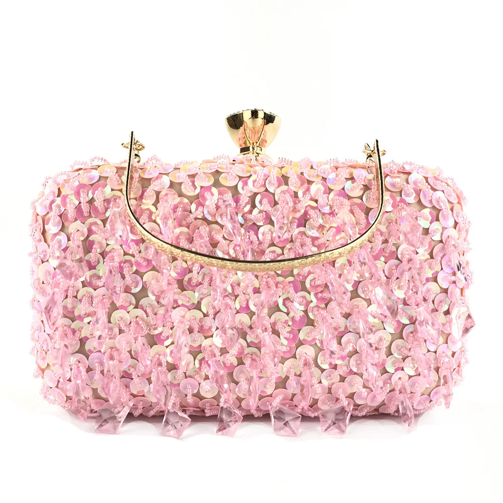 

Hand-held dinner bag handmade double-sided beaded bag sequin bag ladies evening bag