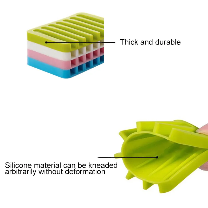 4 Colors Soap Holder Bathroom Silicone Flexible Dishes Storage Soapbox Plate Tray Drain Creative Bath Tools Box |