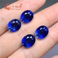oval shape natural cut dark blue color artifical sapphire including minor cracks and inclusions corundum loose gem stone