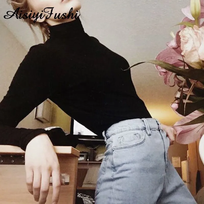 Женский свитер тонкий зимний кашемировый с хомутом женский базовый для женщин