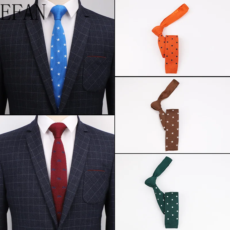 48 стиль 5 см мужские вязаные галстуки для отдыха с обычной звездой в горошек