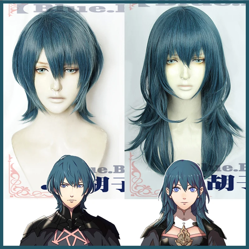 Огненная эмблема три дома парик Byleth длинные синие прямые средней длины короткие косплей волосы Хэллоуин ролевые игры