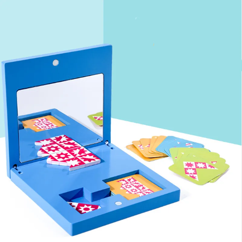 

Обучающая головоломка Монтессори, Детские деревянные игрушки, зеркальные детские развивающие Сенсорные игрушки, дидактическое обучение д...