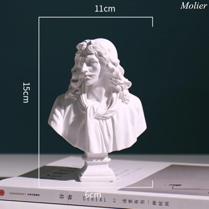 1 шт. мировая статуя Famou большая Moliere/Mozart Гипсовая фигурка украшение бюст полимерный эскиз модель для практики/смола скульптура/ремесла - Цвет: Molier
