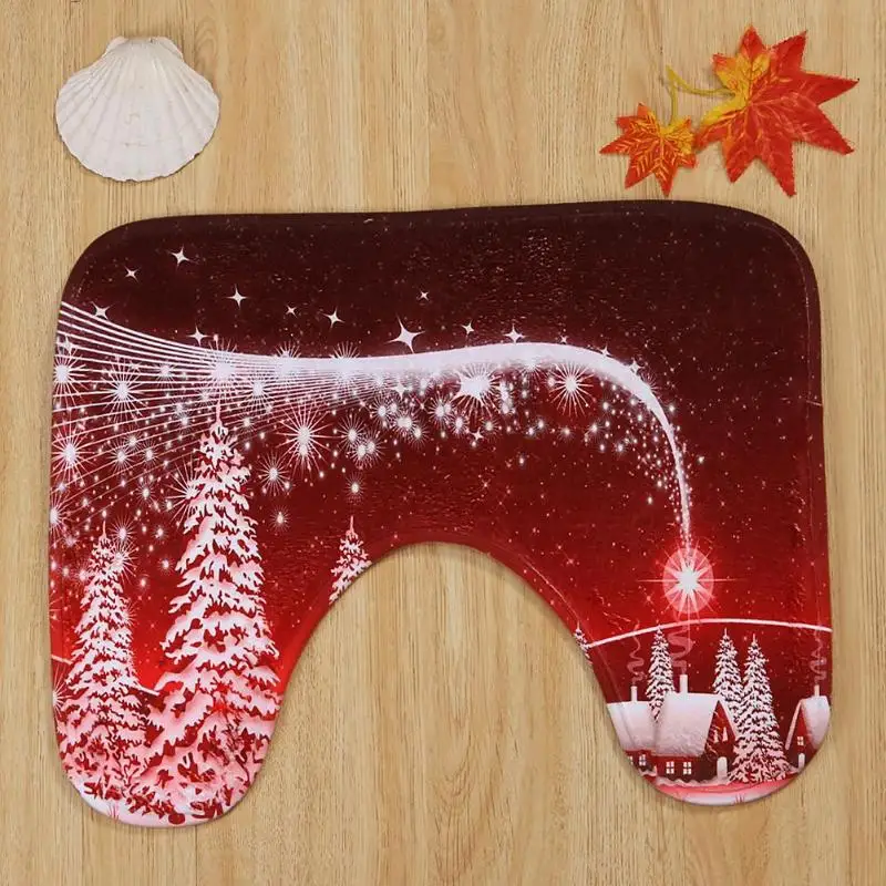 3 шт. рождественское сиденье для унитаза и коврик ванной комплект Необычные Санты