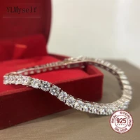pure 925 silver 16 21cm tennis bracelet jewelry pave full 4mm of 5a cz hiphop rock real sterling silver jewellery for men