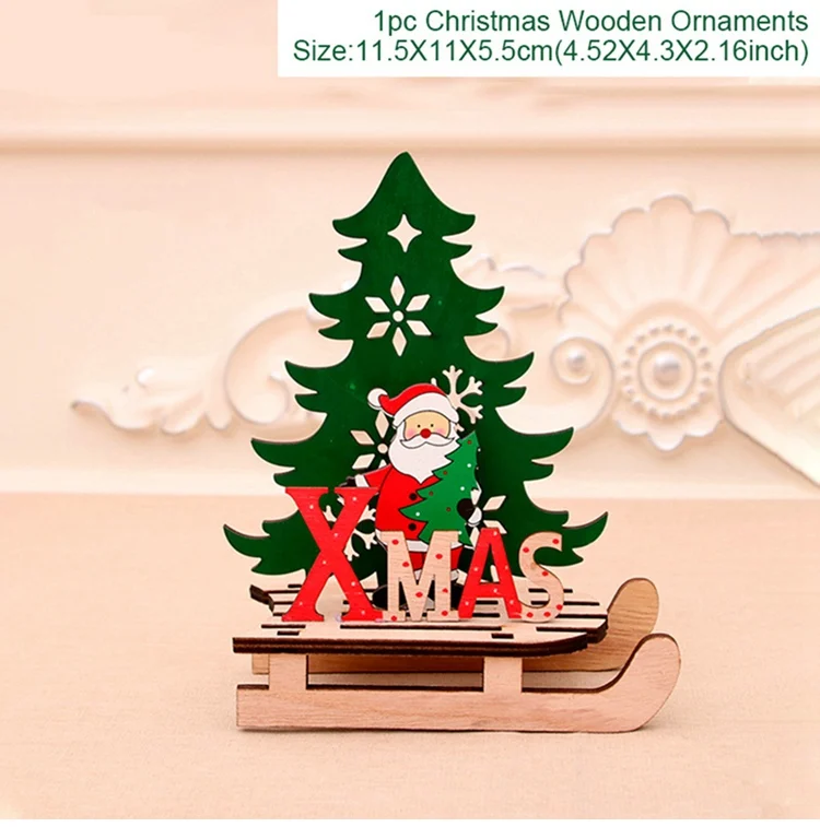 Wooden Tree 1 FENGRISE Elk деревянные рождественские украшения для дома рождественские украшения Дерево Санта Клаус украшения Navidad счастливый год - Цвет: Wooden Tree 1
