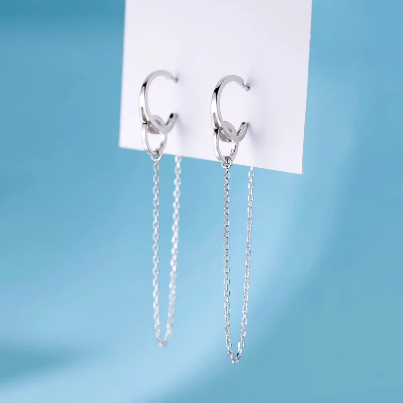 Серьги из стерлингового серебра 925 пробы модные длинные серьги цепочки с узким