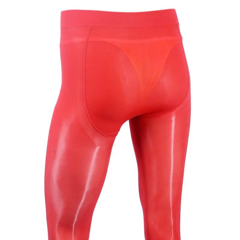 Пикантные мужские блестящие колготки с внутренним силиконовым наконечником для