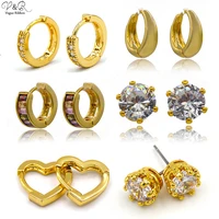 new earrings 2020 cubic zirconia stud earring with heart rectangle triangle hoop shape gold earrings stud gifts