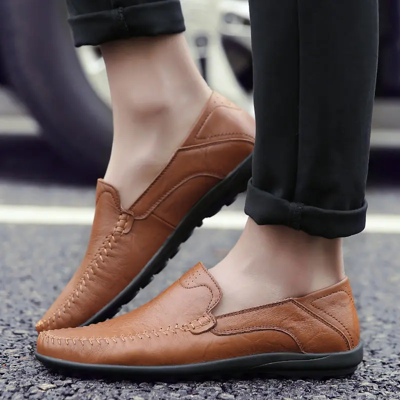 

Leather Mens Loafers Fashion Handmade Moccasins Soft Luxury Slip on Men's Driving Shoes Flats Loafer Dropshipping