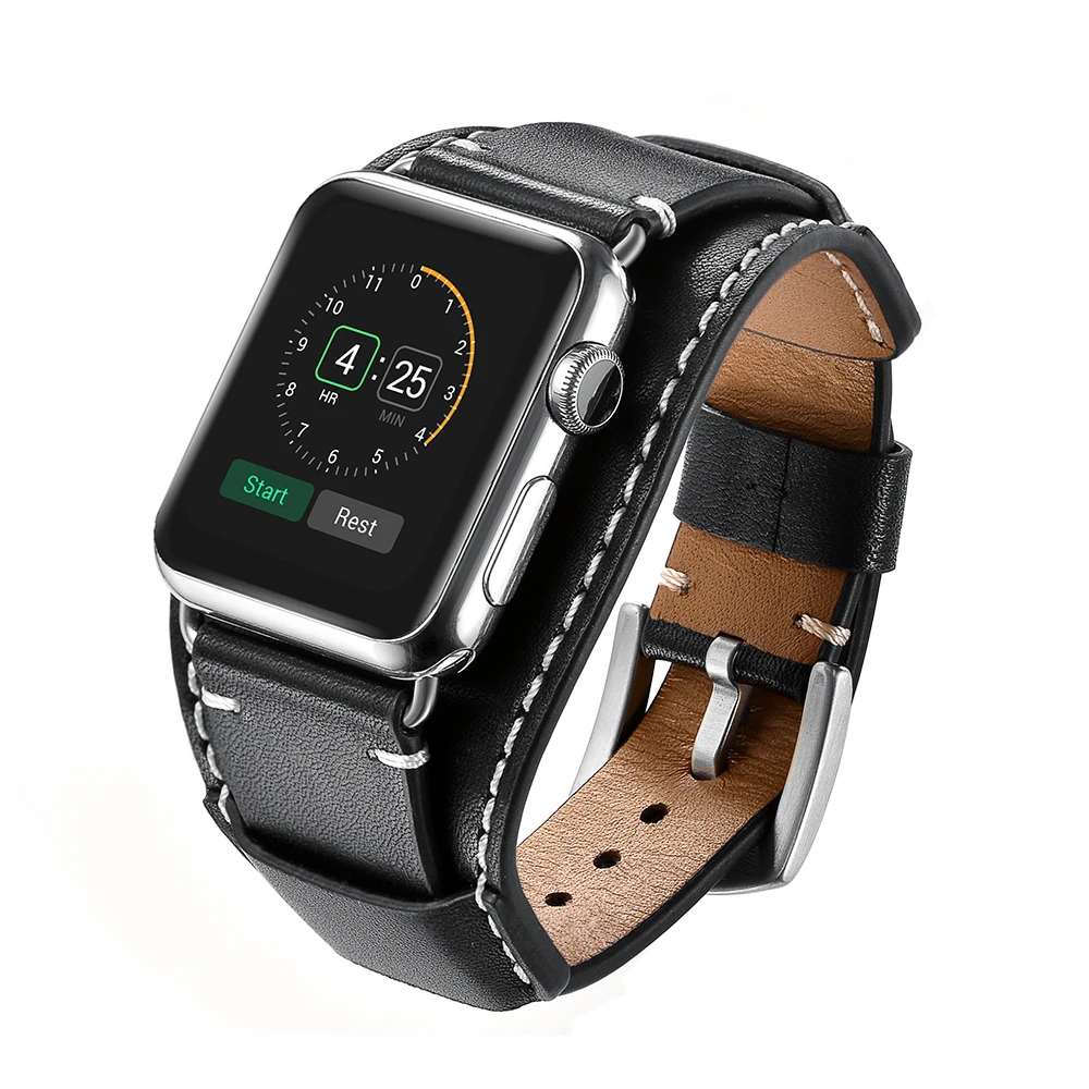 Crazy-horse Leather Watch Strap For Apple 44mm 40mm Pull Up Waxed 42mm 38mm | Наручные часы