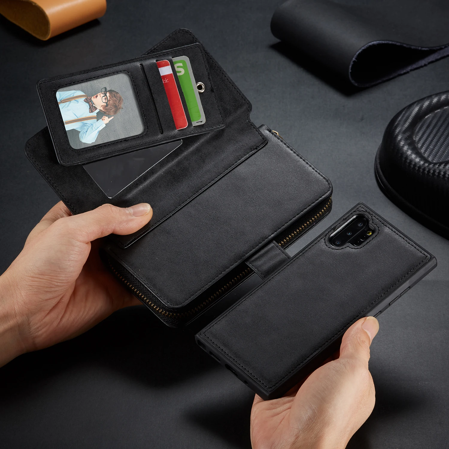 Кожаный чехол-кошелек на молнии для samsung Galaxy Note 10 Plus, S10, S9, S8 Plus, S10e, Note 9, 8, Магнитный съемный чехол-сумочка