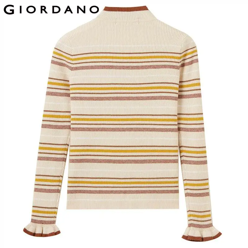 Женский свитер с кружевными манжетами Giordano тонкий мягкий эластичный пуловер