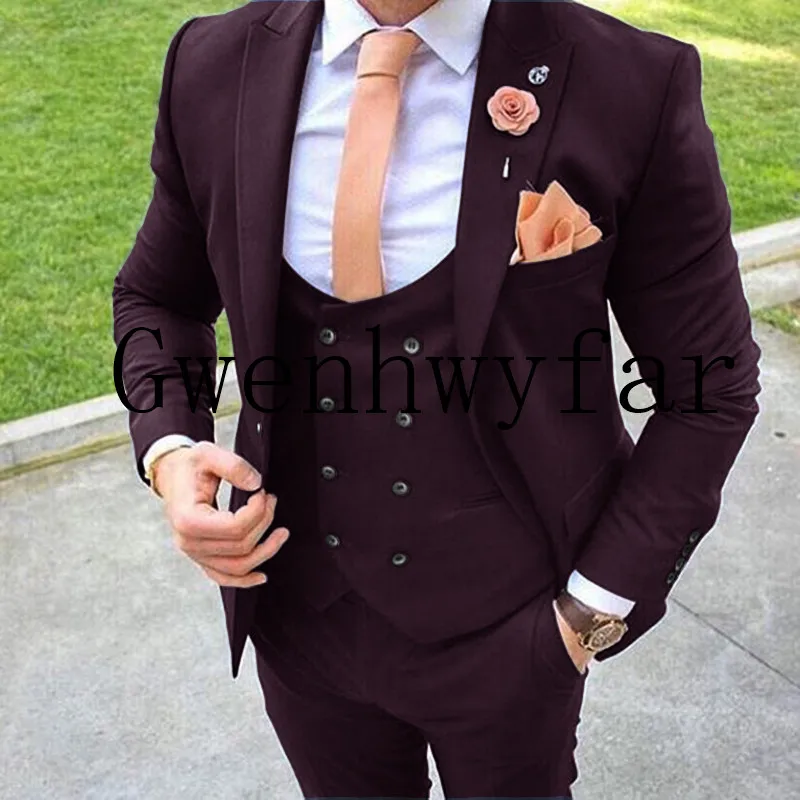Новый дизайн 2018 элегантная брендовая Slim Fit для костюм Для мужчин комплект из 3