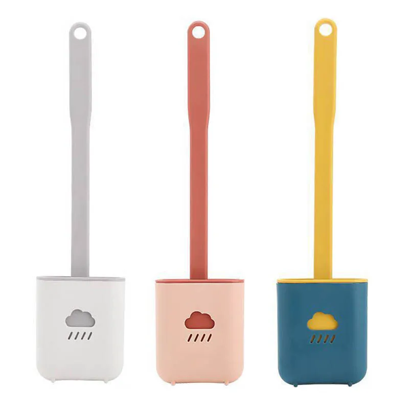 

Silicone Toilet Brush Wc cleaner toilet brush with holder Flat Head Flexible Soft Bristles Brush Bathroom Accessory Gap Cleaning