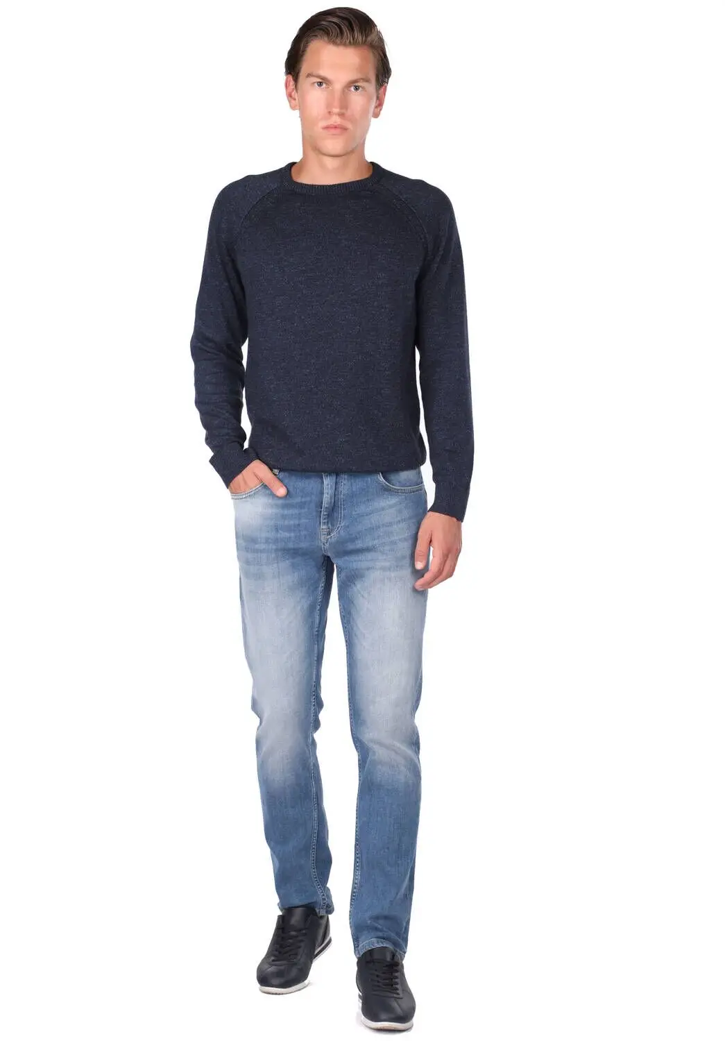 

Blue White Mens Casual Cut Jean Trousers