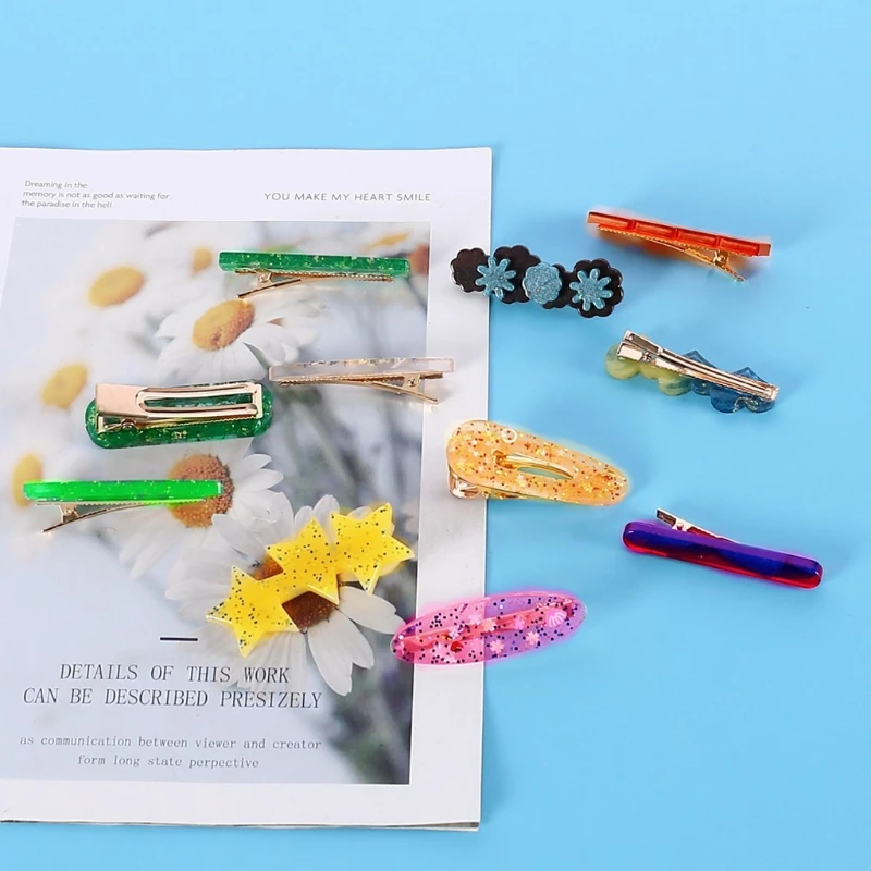 

10Pcs Handmade Barrettes Silicone Epoxy Resin Molds Kit Hair Pins Jewelry Casting Mold Hair Clip Molds Kit Jewelry Tools