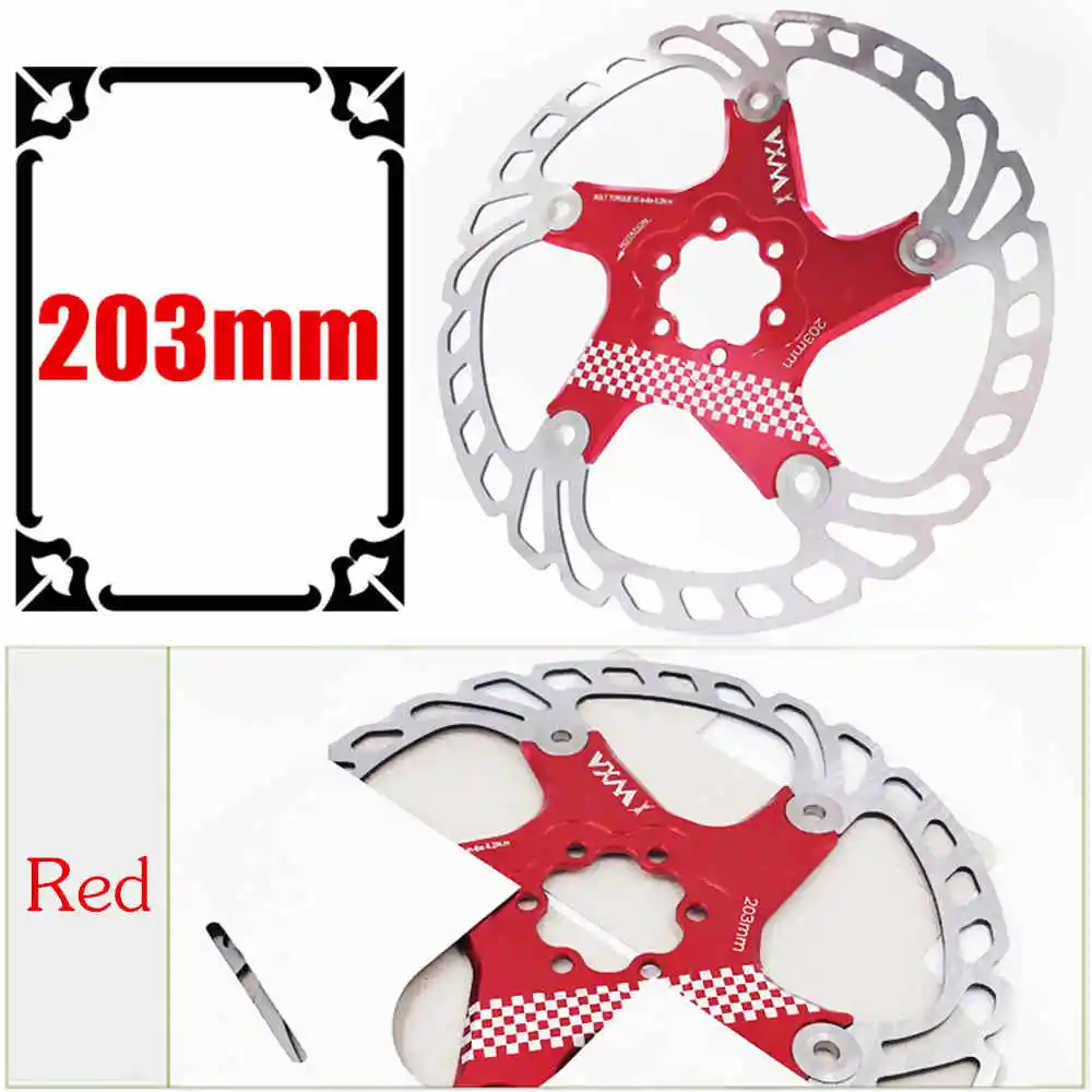 203mm Red Велосипед vxm плавающие дисковые тормоза поплавок/сверхлегкий MTB велосипедные тормозные колодки с шестью отверстиями дисковые роторы 140/160/180/203 мм Запчасти для велосипедов - Цвет: 203mm Red