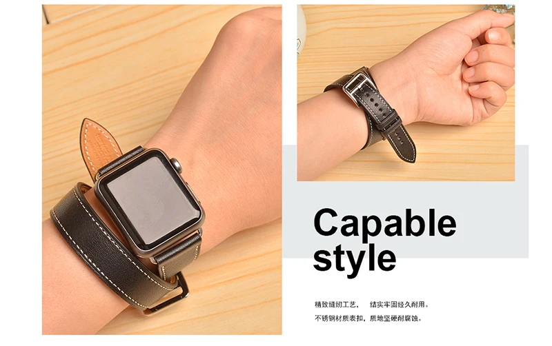 Kebitt натуральная кожа двойной тур полосы для apple watch серии 5 4 3 2 1 iwatch ремешок 38 40 мм 42 44 мм ремень для мужчин и женщин